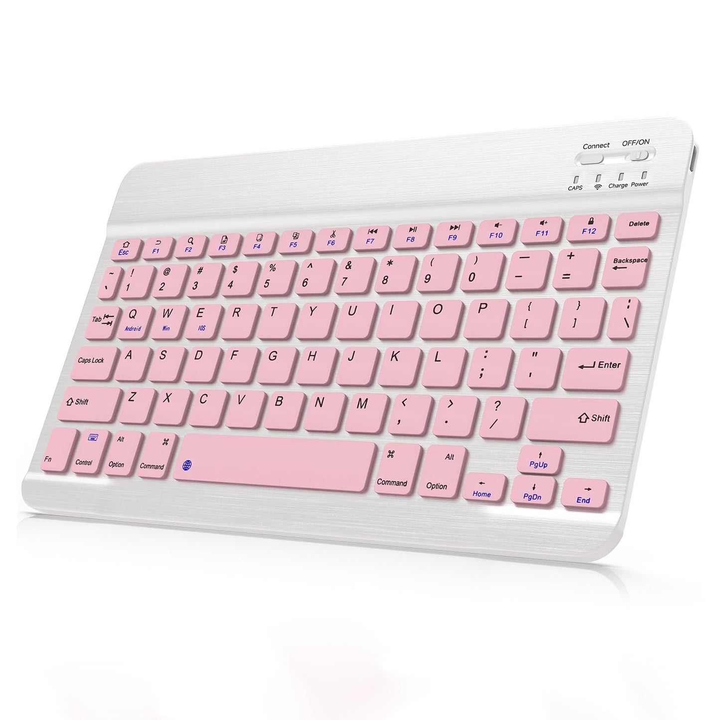 LOOBOAKY Wireless Keyboard QWERTY 78 Keys Pink Ergonomic Bluetooth Rechargeable for Tablets
