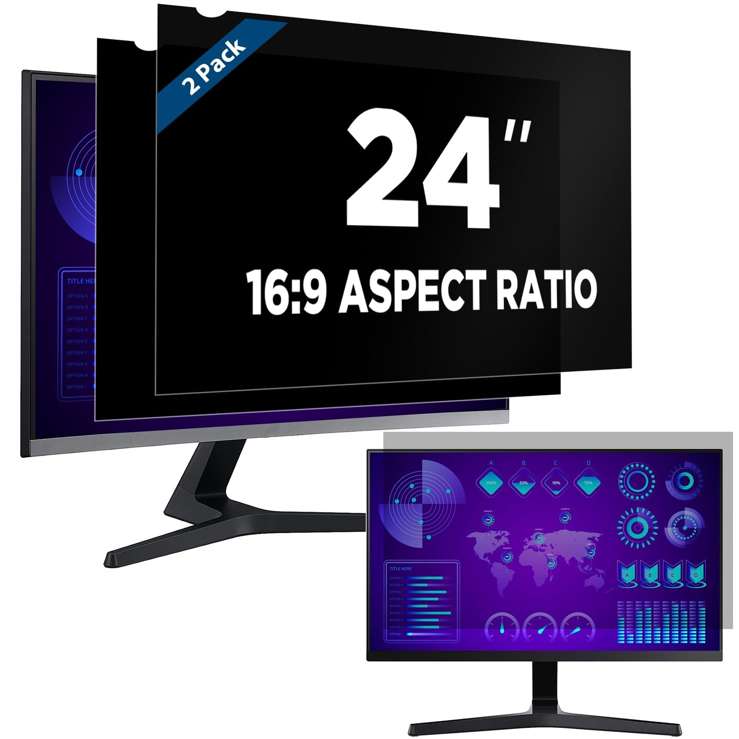 Magicmoon 2-Pack 24 Inch Privacy Screen Filter, Anti-Glare, Blue Light Block, 16:9 Aspect Ratio