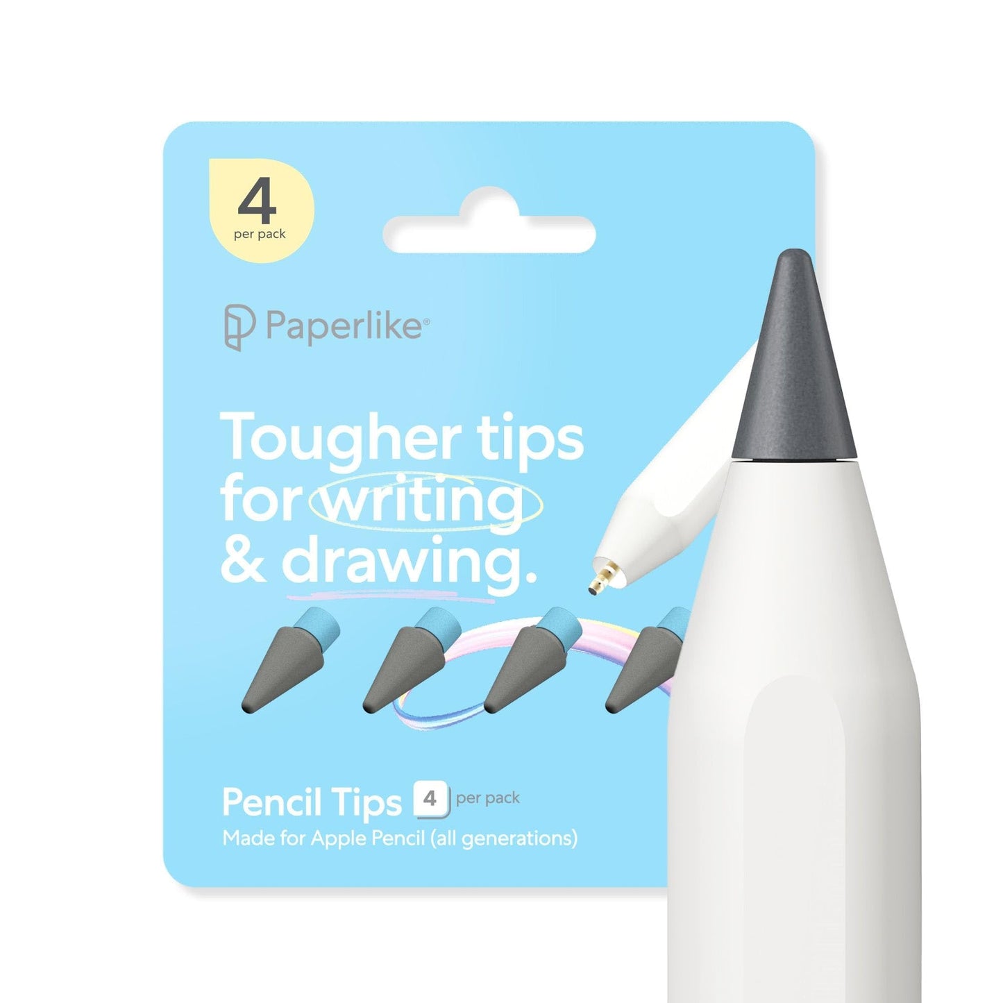 Paperlike PL-APT-CB-25 Pencil Tips for Apple Pencil - Charcoal/Blue - 4 Count