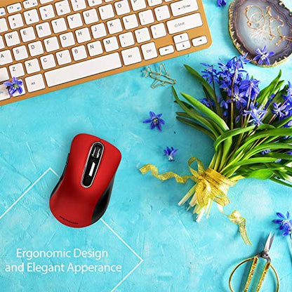 memzuoix 2.4G Wireless Mouse WM-697 Optical 1400 DPI Portable Mice Right-Handed Red
