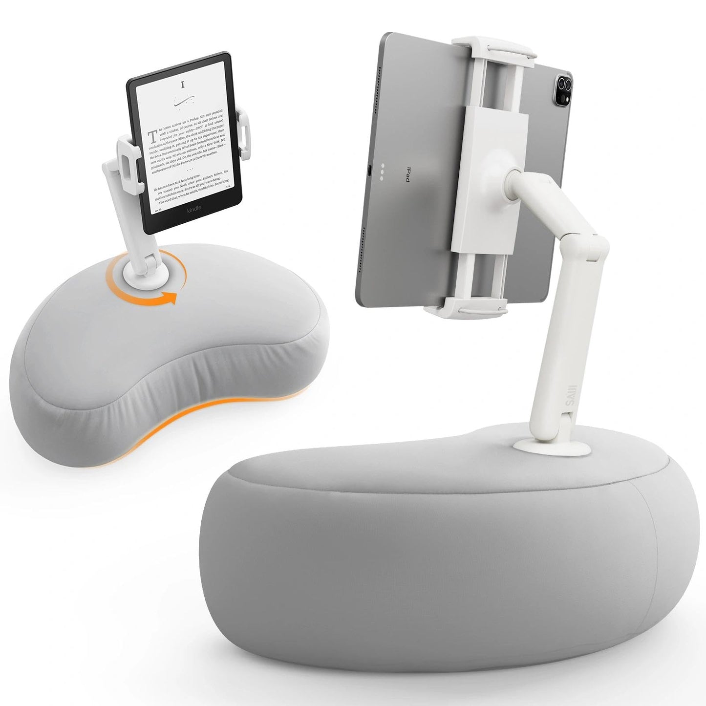 SAIJI 5.65" x 7.05" x 7.48" U5T Gray Pillow Holder for Tablets and Phones