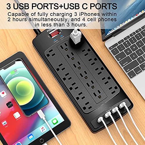 POWSAV 18 Outlets NBW-903 125 Volts 15 Amps Power Strip