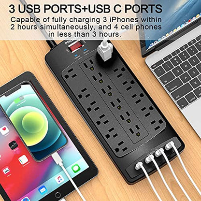 POWSAV 18 Outlets NBW-903 125 Volts 15 Amps Power Strip