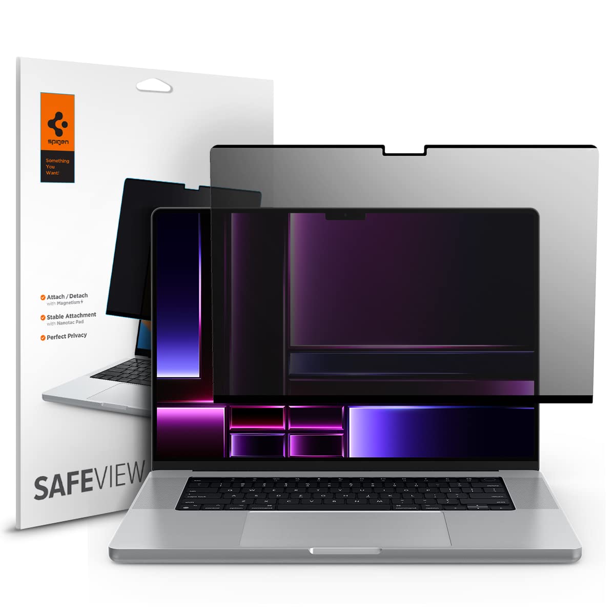 Spigen 16 inch AFL06157 Privacy Filter 9H Hardness Water Resistant Tempered Glass Screen Protector