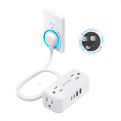 TROND 3.8"L x 1.7"W TD-PS-US15SX 125V 10A Surge Protector 900J White