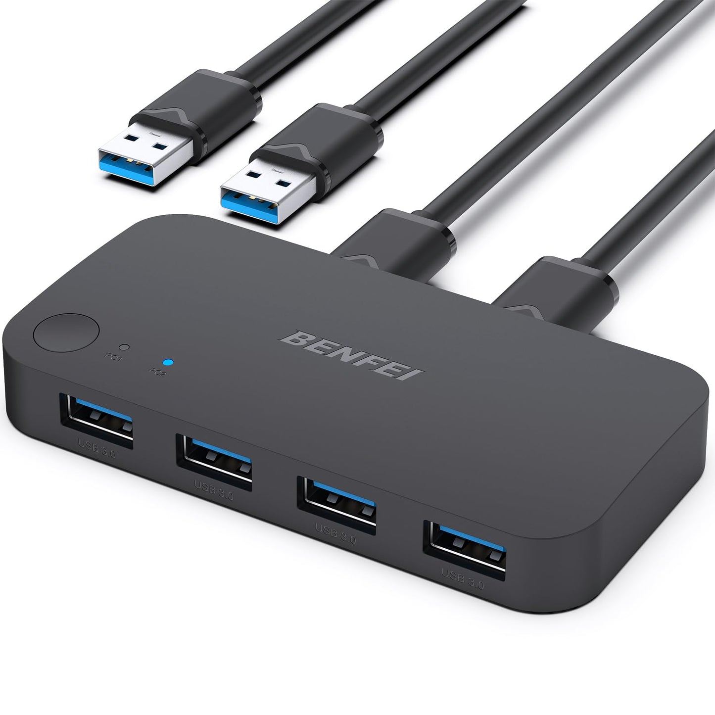 BENFEI USB 3.0 KVM Switch 2-Port Selector for 4 USB Devices, Model 000354black