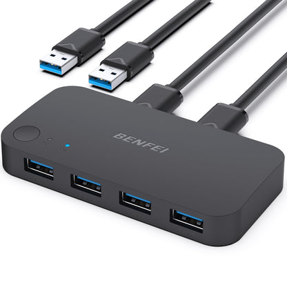 BENFEI USB 3.0 KVM Switch 2-Port Selector for 4 USB Devices, Model 000354black