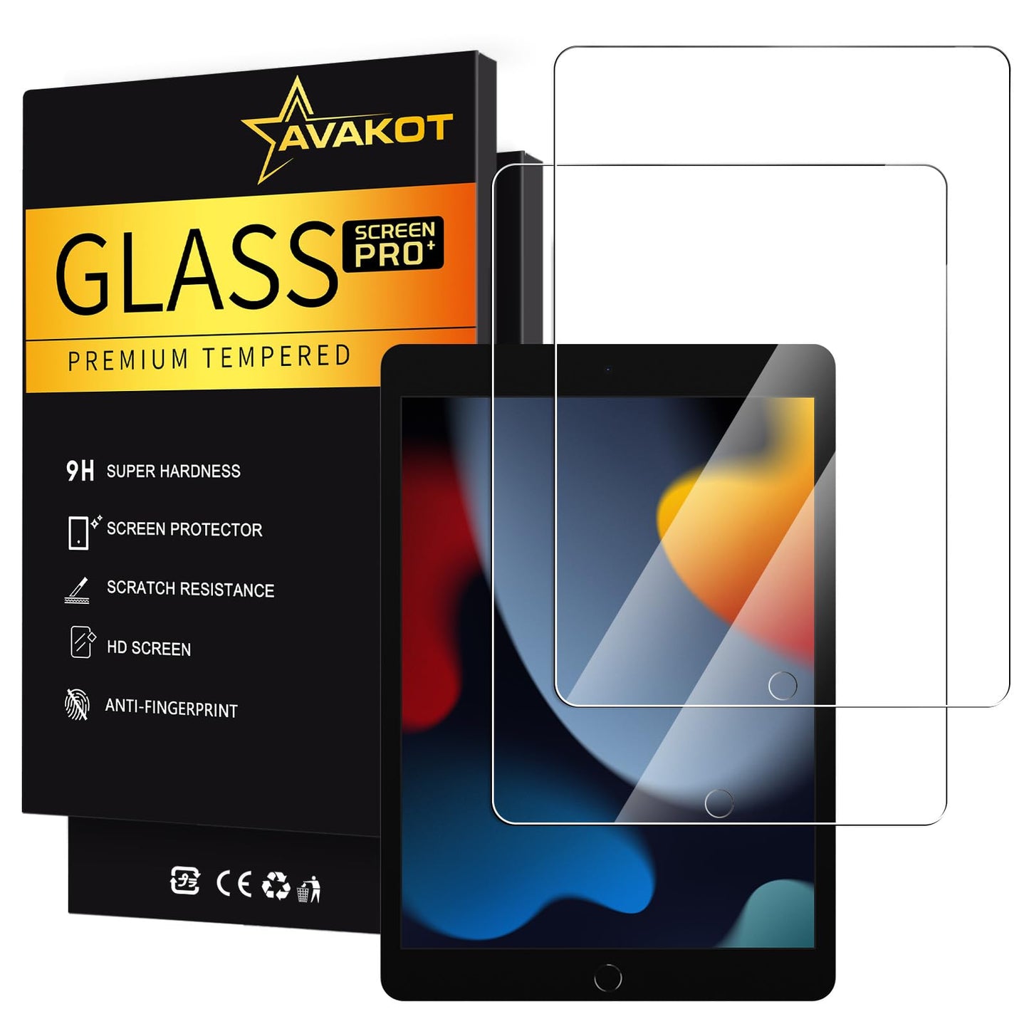 AVAKOT 10.2 Inch iPad 9th Generation Tempered Glass Screen Protector