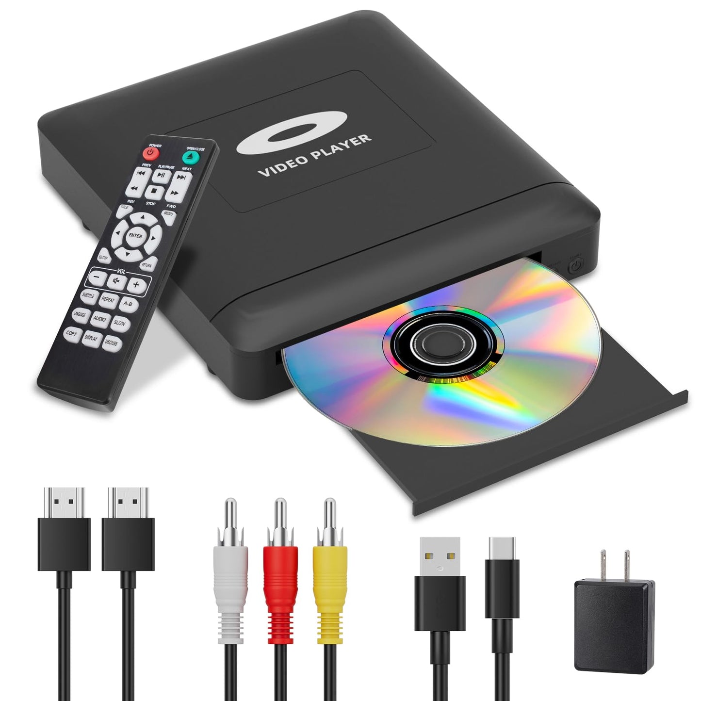 Toborher Mini HD DVD Player DVD-USV9 1080P Region Free HDMI RCA