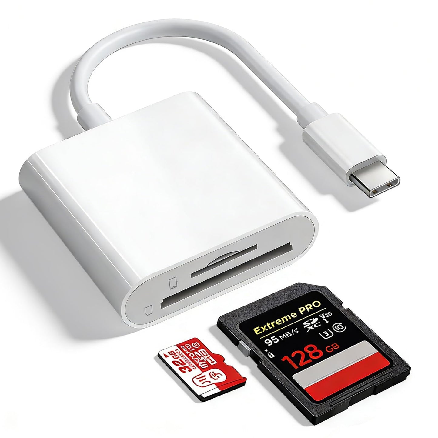 SXRBSSM Compact Dual Slot SD Card Reader USB Type C Designed for iPhone, iPad, and Mac, Transfer Rate 48 Mbps, Model Dandanbao-02