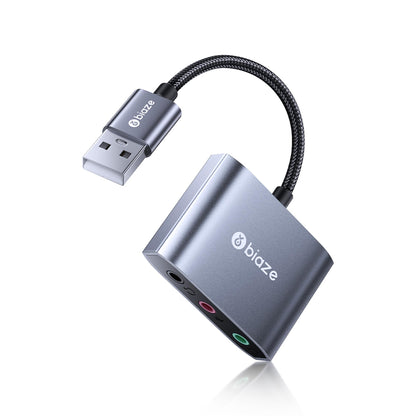 biaze USB Audio Adapter 3.5mm Dual TRS Universal Compatibility