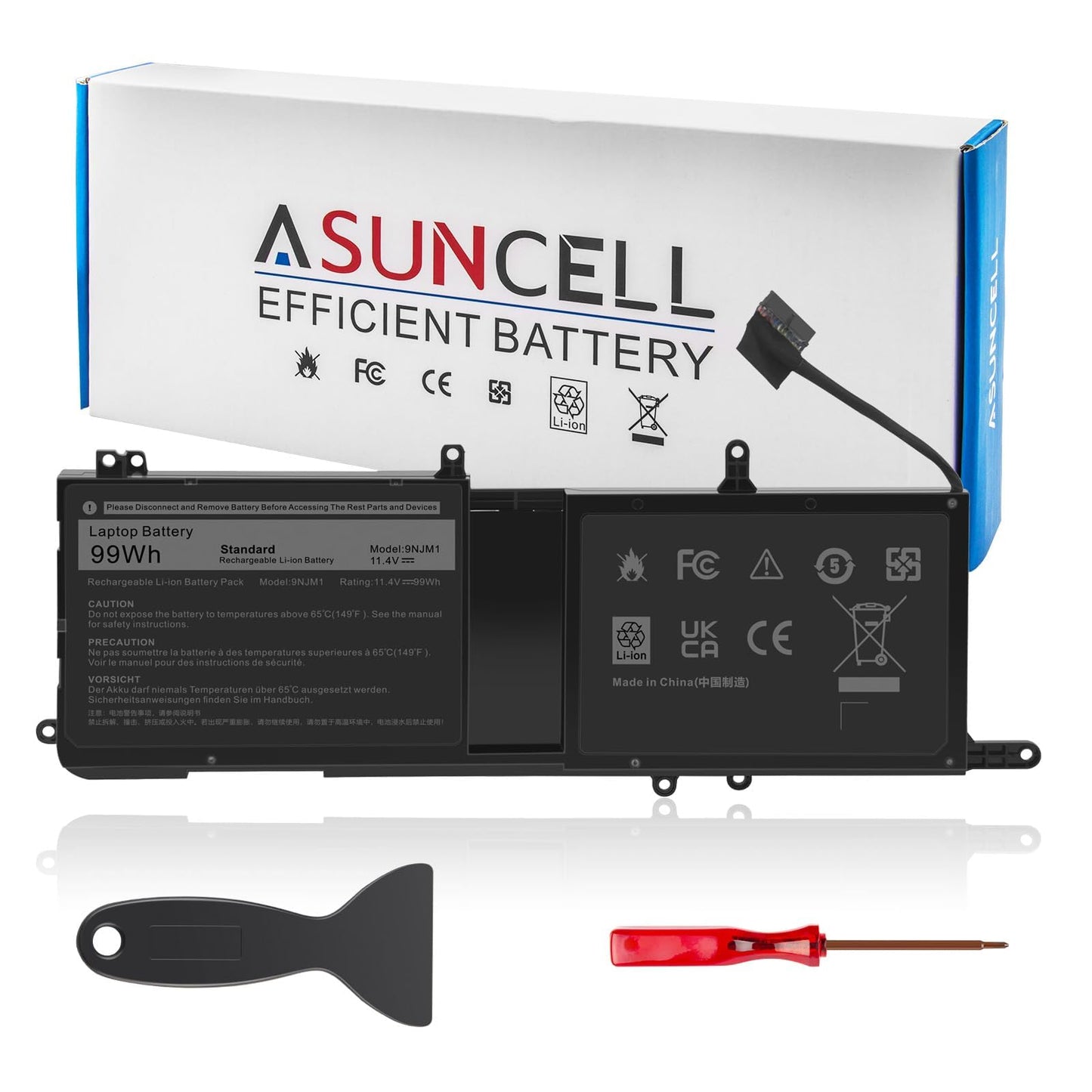ASUNCELL 9NJM1 Lithium Ion Battery 11.4V 99Wh 3-Cell for Dell Alienware 15 R3, R4, 17 R4, R5