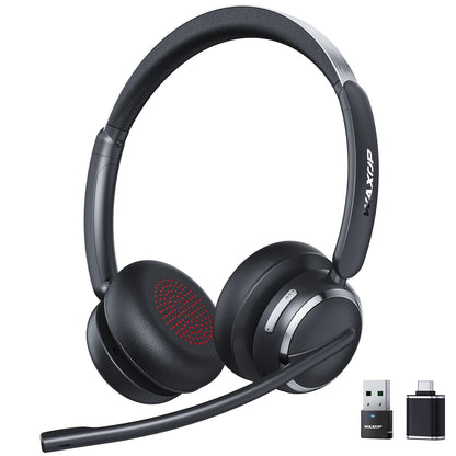 Waxop WX-HS003 Wireless Headset with Mic, Bluetooth 6.0, USB-A/C Dongle, 65-Hour Battery Life