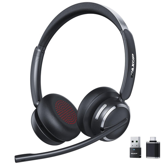 Waxop WX-HS003 Wireless Headset with Mic, Bluetooth 6.0, USB-A/C Dongle, 65-Hour Battery Life