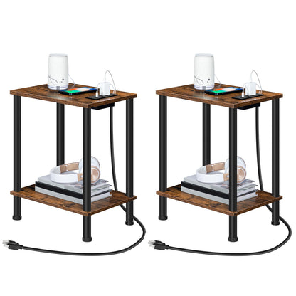 HOOBRO 15L x 11W x 21.7H BF09UBZP201 Set of 2 Nightstands with 2 Shelves