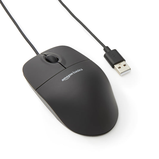Amazon Basics 3-Button USB Wired Mouse MSU0939