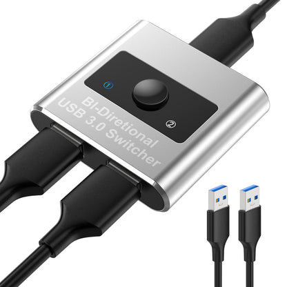 Jancane Aluminum USB 3.0 Switch U102-A 5Gbps Bi-Directional 2-1 Sharing Peripheral Device