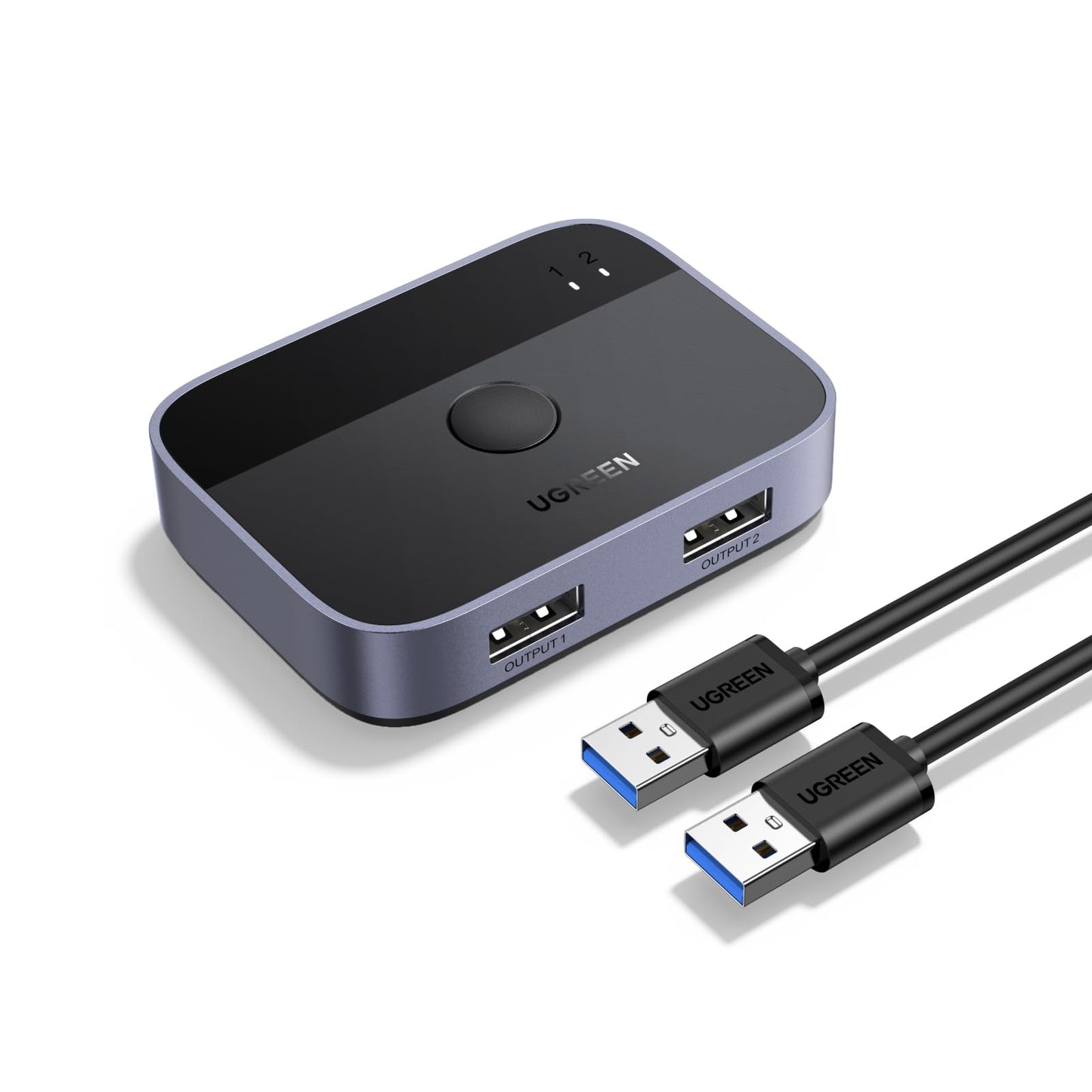 UGREEN 2-Port USB 3.0 Switch 2 Amps 5 Volts Manual Normally Open USB Switcher Button Model 35313