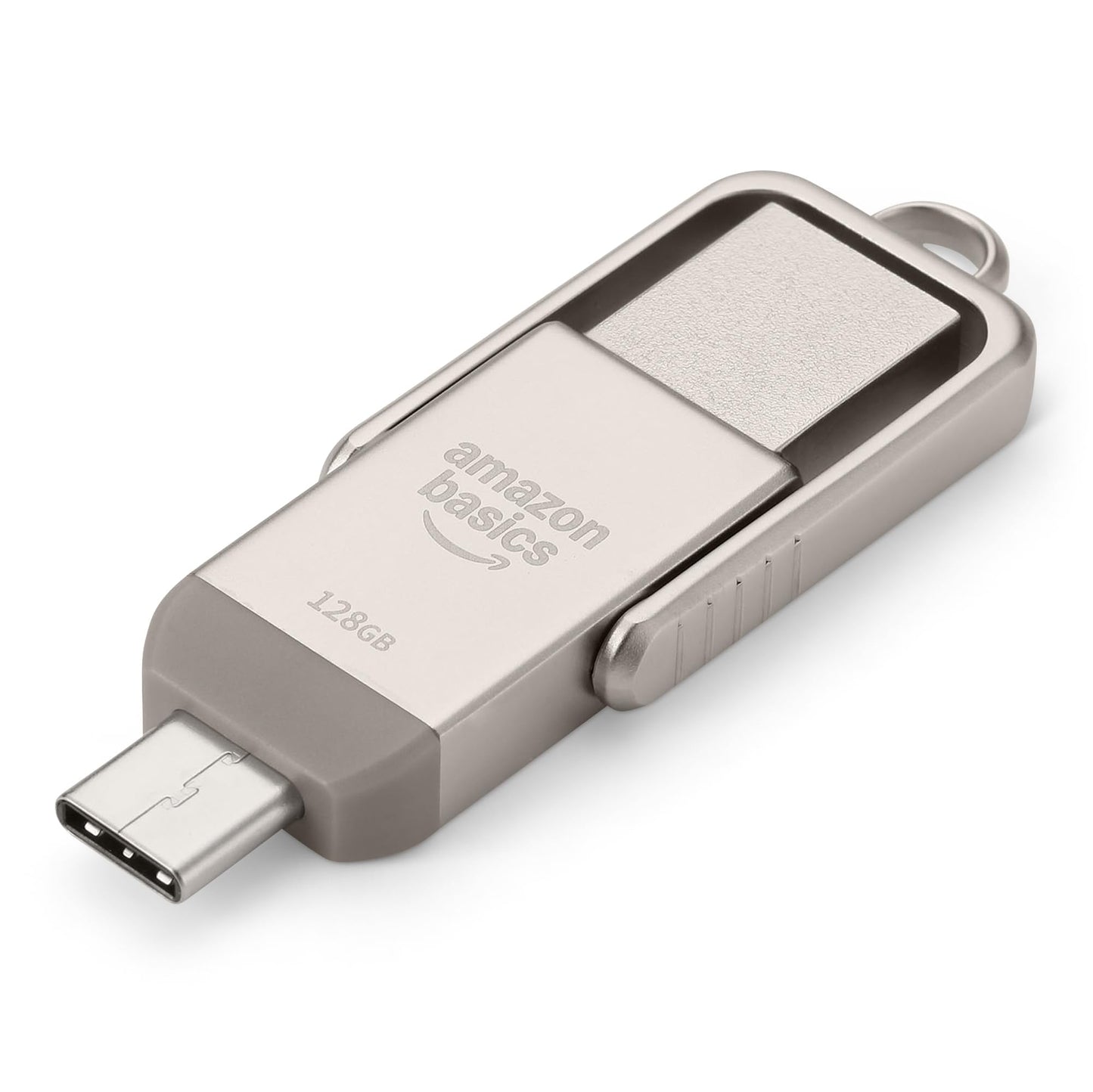 Amazon Basics 128GB USB Flash Drive LS25USBC128G1 USB 3.2 Gen 1 Dual Connector Champagne Silver