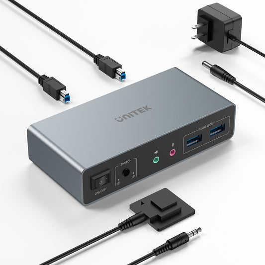 Unitek Dual Monitor KVM Switch 4K@60Hz HDMI+DisplayPort with 3 USB Ports Model SJW-DKM202B