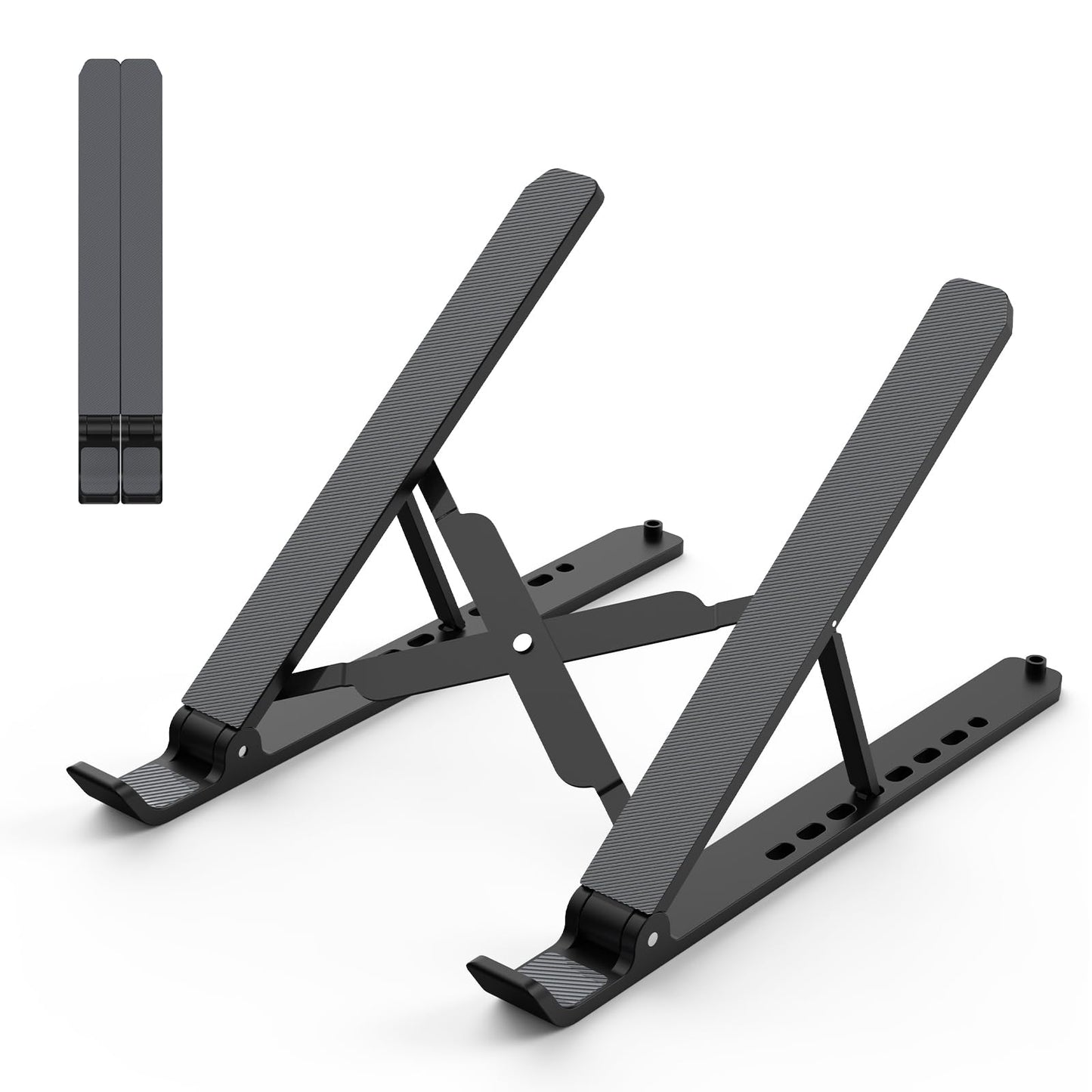 Tonmom Laptop Stand 10.5" x 1.96" x 0.68" Adjustable Metal/ABS/ Silicone Laptop Holder with 7 Levels of Height Adjustment for 10-15.6" Laptops and Tablets