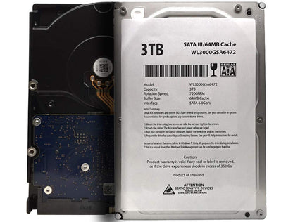 Generic 3TB LYSB00X37FQBU-ELECTRNCS 7200RPM 64MB Cache SATA 6Gb/s 3.5" Internal Hard Drive