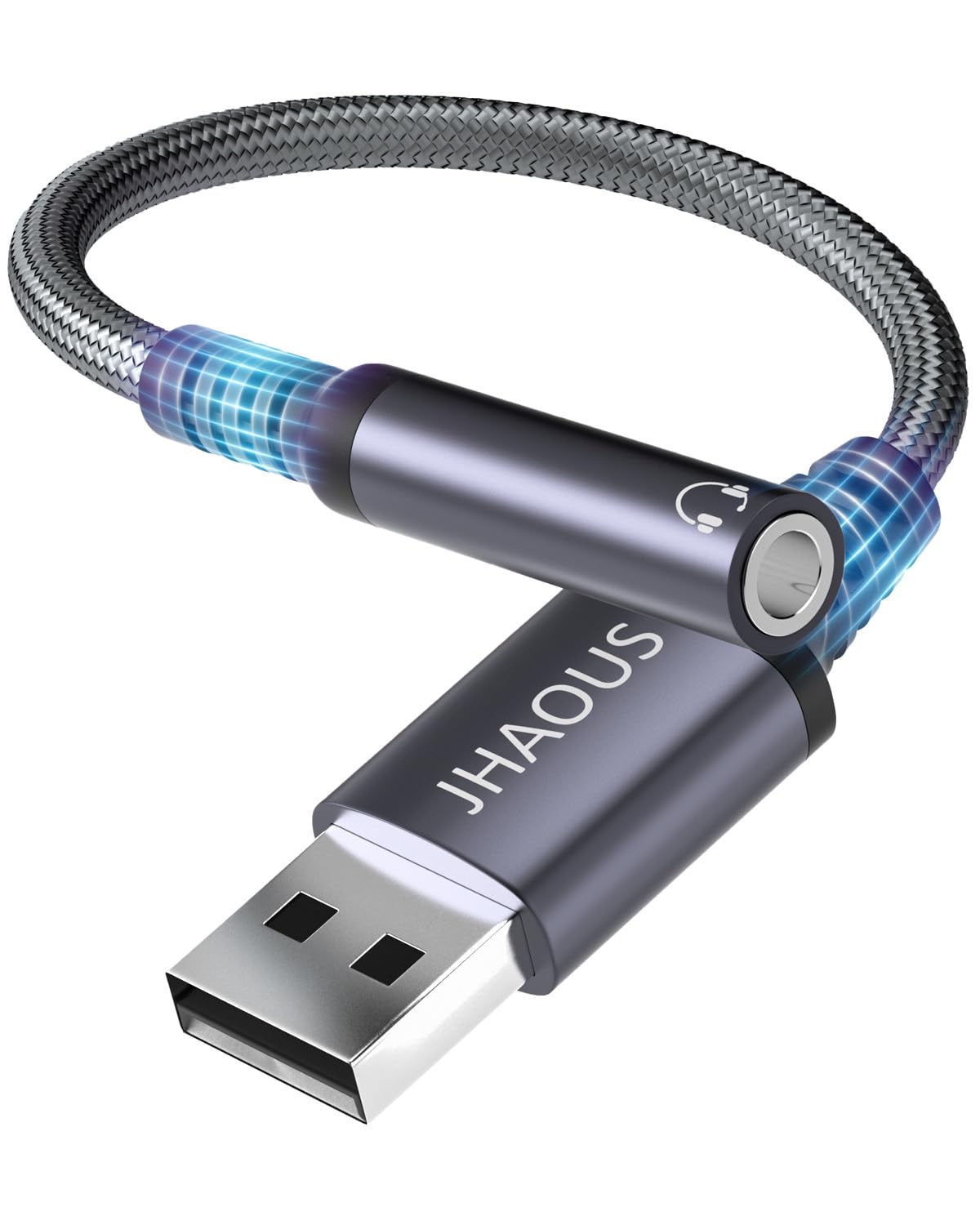 JHAOUS USB-A to 3.5mm Jack Audio Adapter Model JHUSB-3.5 Compatibility: PC, Laptop, Mac, Linux, PS4, PS5