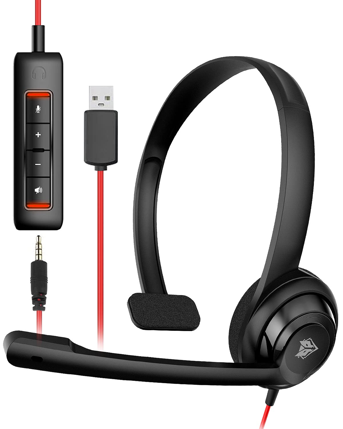NUBWO HW02 Wired Headset 3.5mm/USB Active Noise Cancellation Adjustable Microphone
