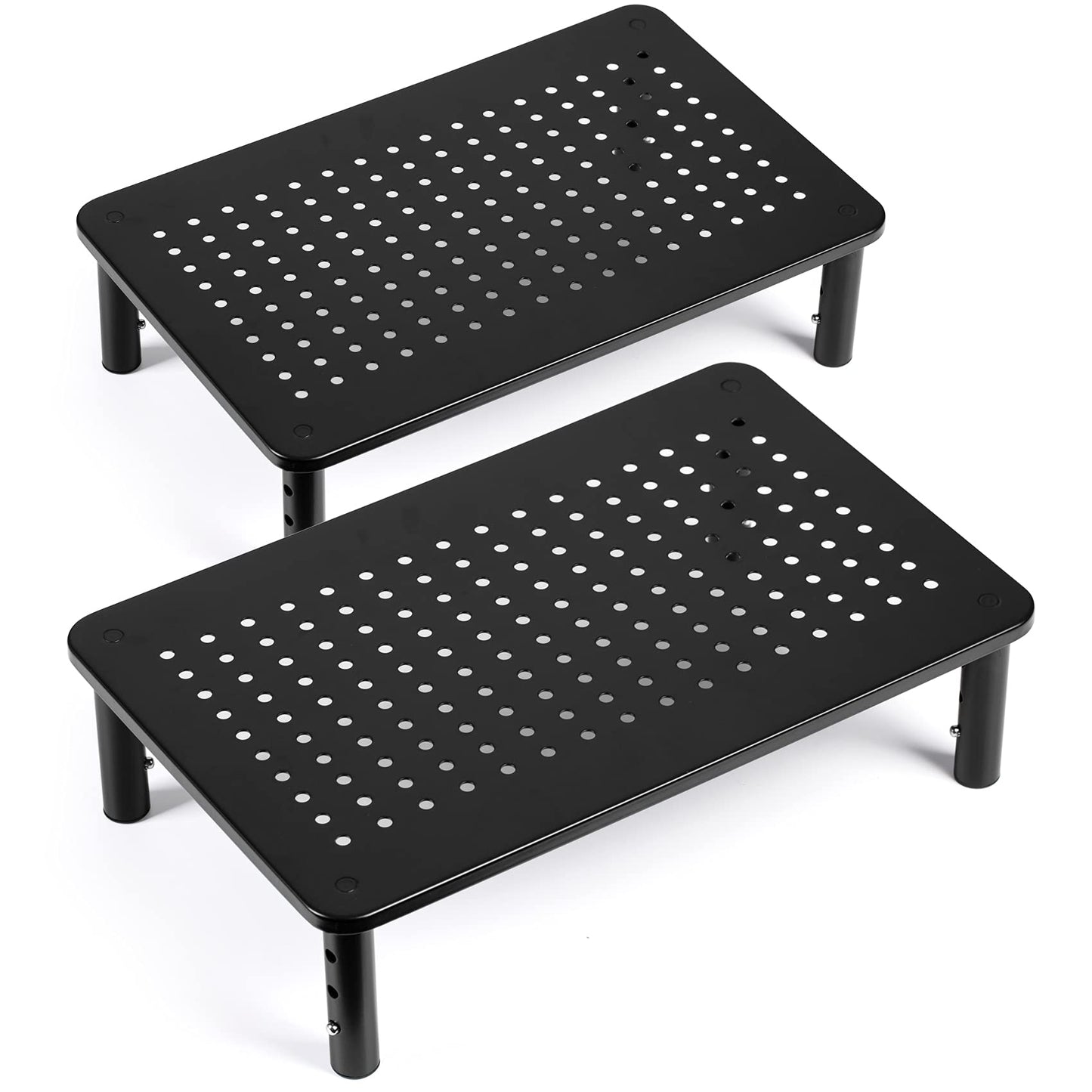 LOTEYIKE 14.6 x 9.3 Inches Monitor Riser 001 TV Riser Adjustable Ergonomic Metal Stand 2 Pack