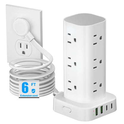Pluackg 16-Outlets 12AC 4USB Power Strip Tower 110V