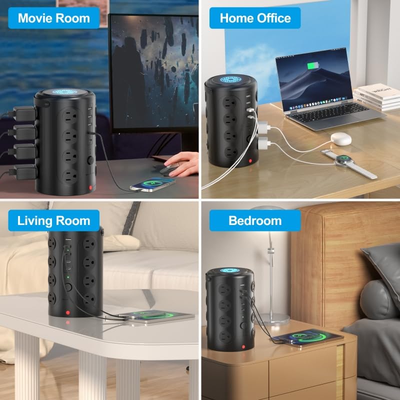 UWIWUTEI 16 Outlet Tower Surge Protector HD-Q6 125V