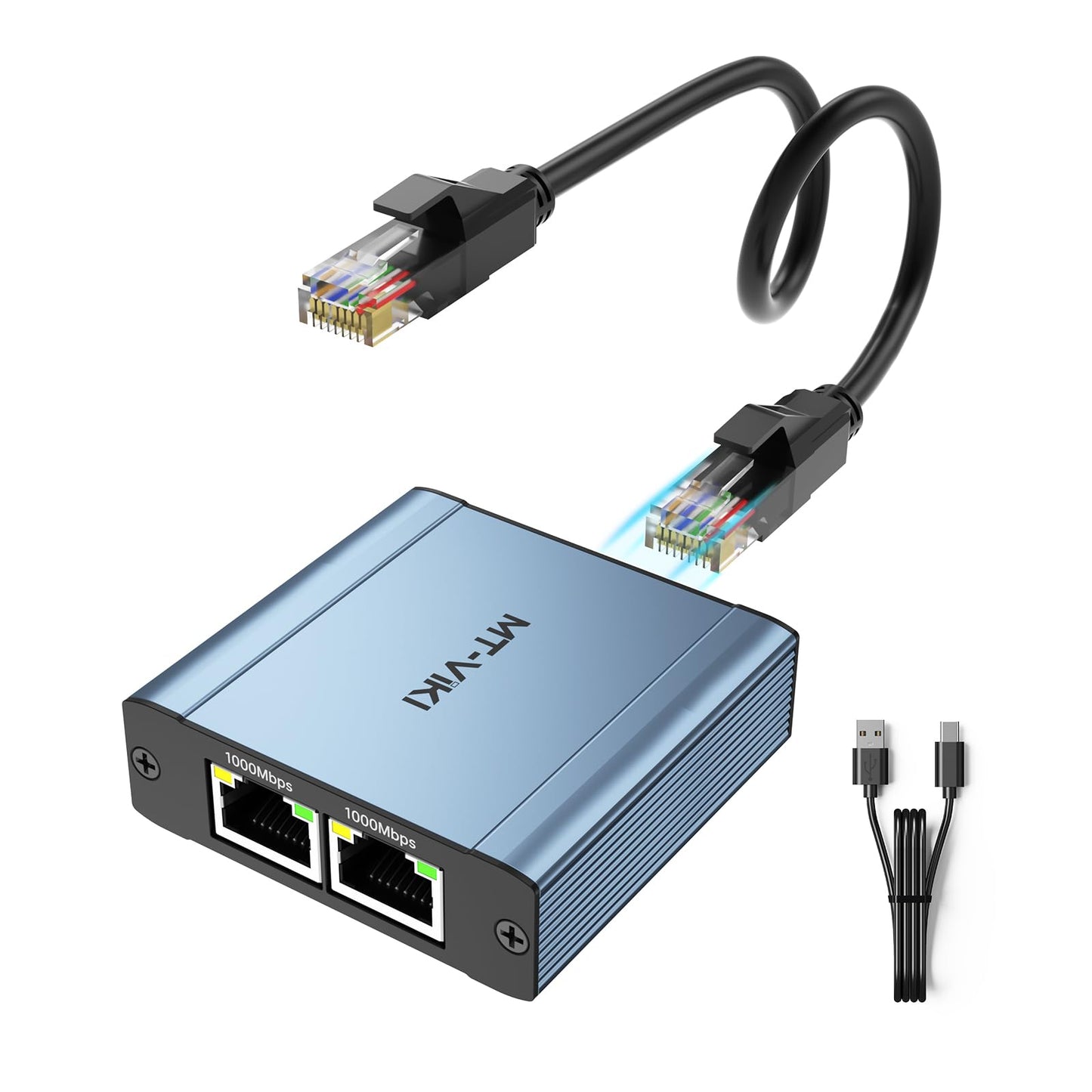 MT-VIKI Ethernet Splitter 1 to 2 Gigabit Adapter MT-SE2-N 1000 Mbps Ethernet