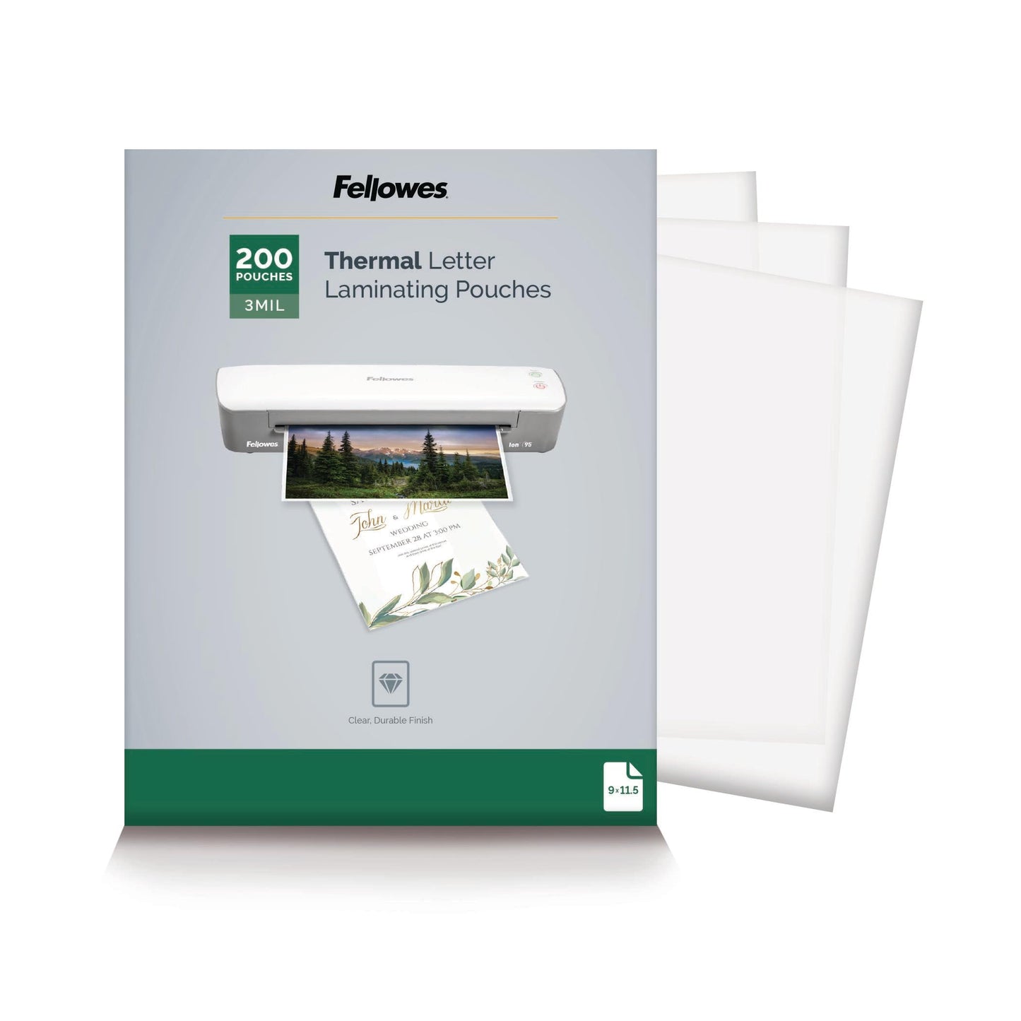 Fellowes 3mil Letter Size Laminating Pouches, 200 Count, 9 x 11.5 inches, Clear