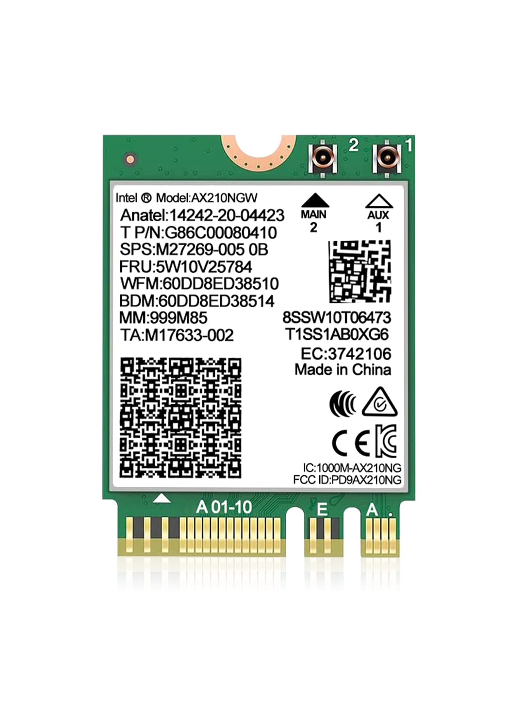 NICGIGA 802.11ax WiFi 6E Wireless Network Card AX210 M.2 NGFF Bluetooth 5.3 Max 5400Mbps Compatible with Windows 10/11