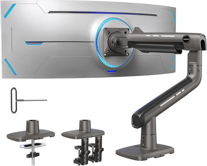 HUANUO 17-49 Inches HNSS48B Tabletop Mount Black Alloy Steel Monitor Arm 50 Degree Tilt Swivel Rotation