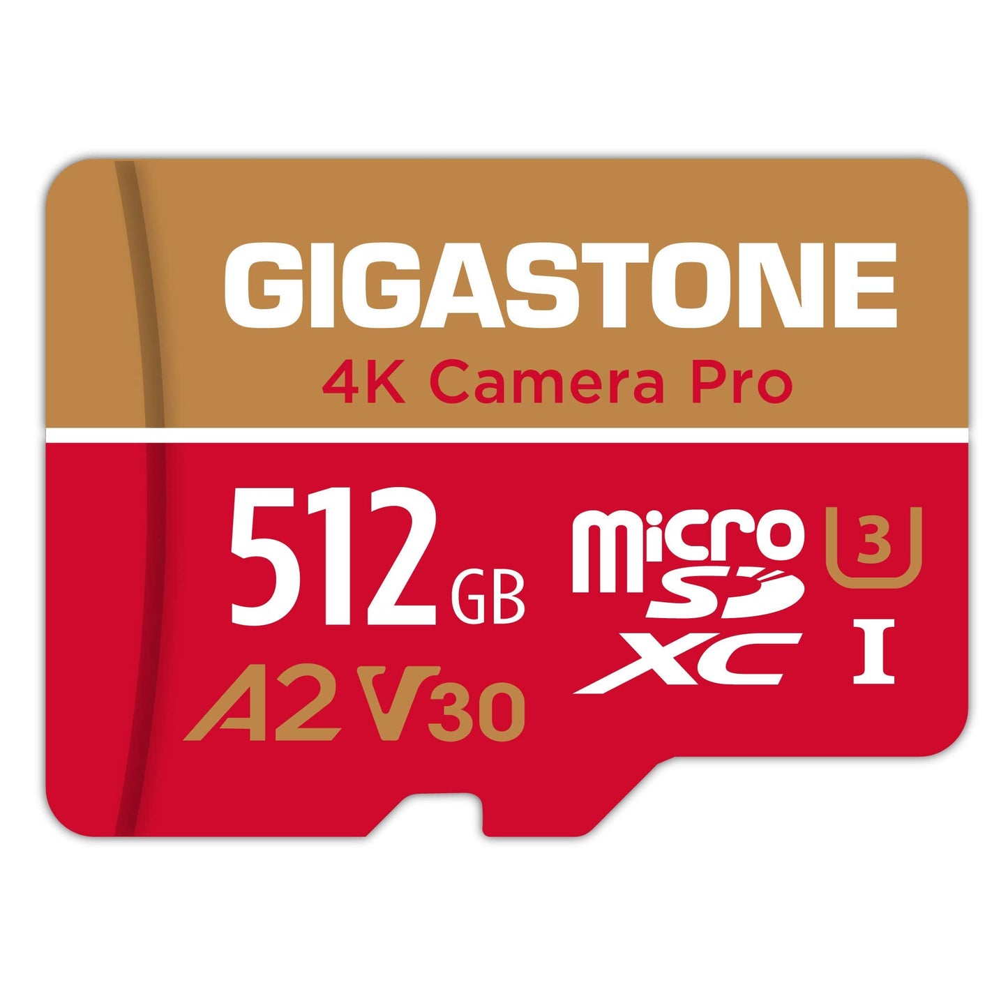 Gigastone 512GB Micro SDXC Card, Model GS-2IN1666XU3V30A1, Read Speed 150MB/s, Write Speed 120MB/s