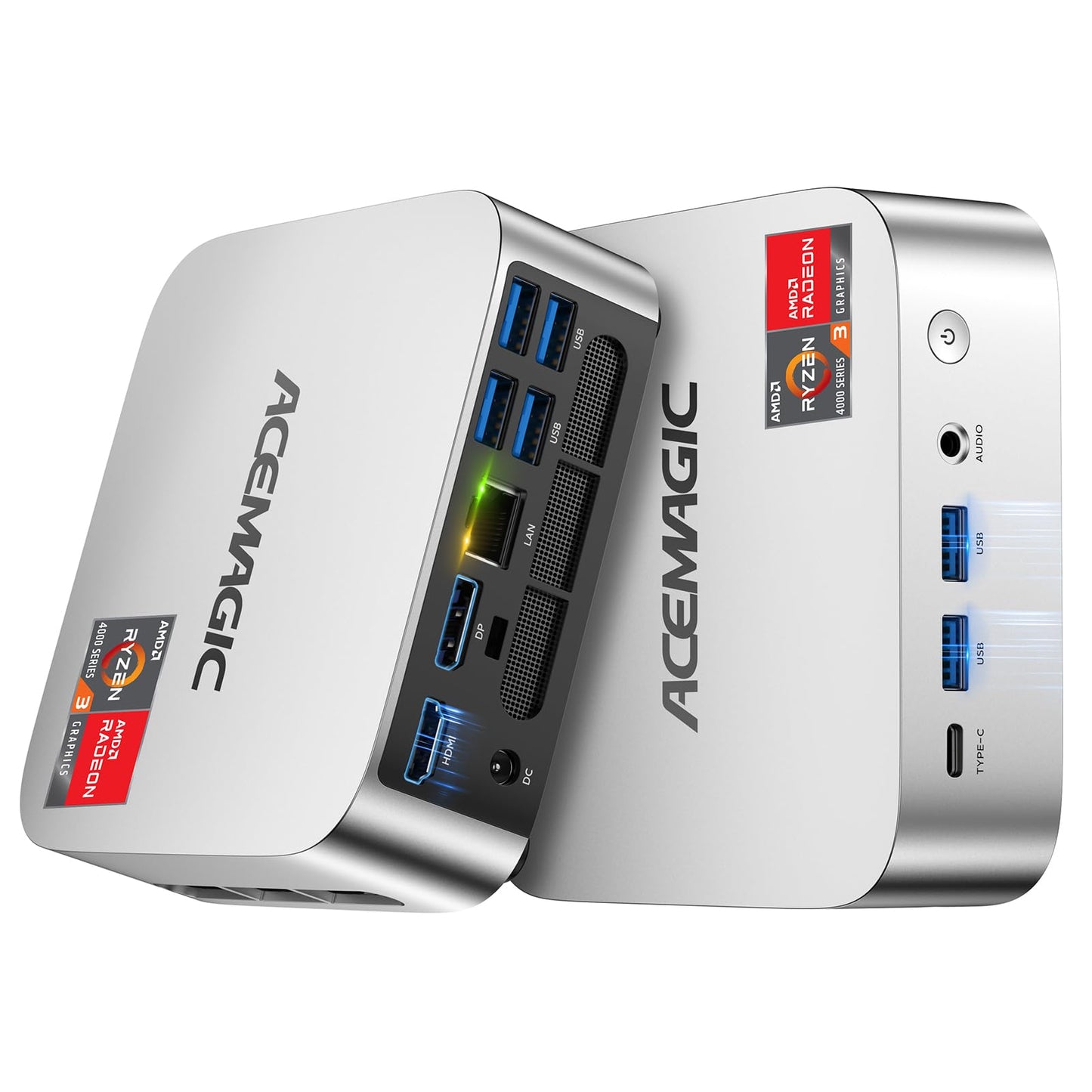 ACEMAGIC Mini PC K1 Windows 11 Pro, AMD Ryzen 4300U, 4C/4T, 16GB DDR4, 512GB SSD, HDMI, DisplayPort, 4K, Dual LAN