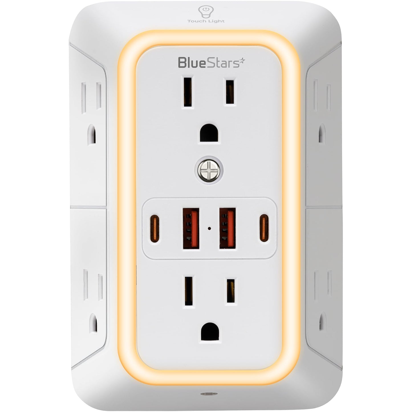 BlueStars Power Strip 6 Outlet 4 USB Ports 125V 1050 Joules