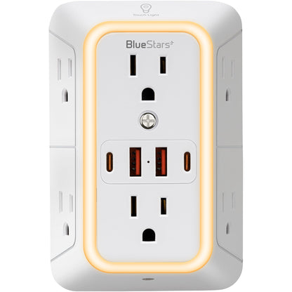 BlueStars Power Strip 6 Outlet 4 USB Ports 125V 1050 Joules