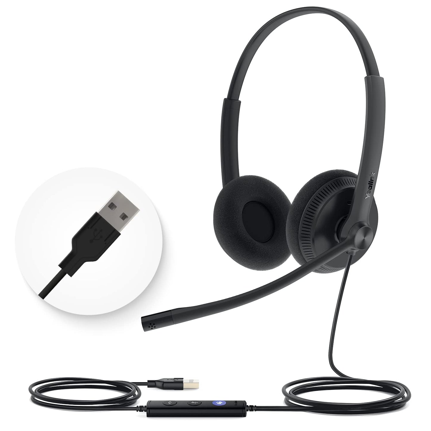 Yealink UH34 Lite Dual Teams USB Headset, Stereo, Wired, Noise Cancelling Microphone