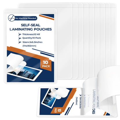 HKSZEH 4x6inch HKSUS-ZH063 Self-Sealing Laminating Pouches No Heat Required