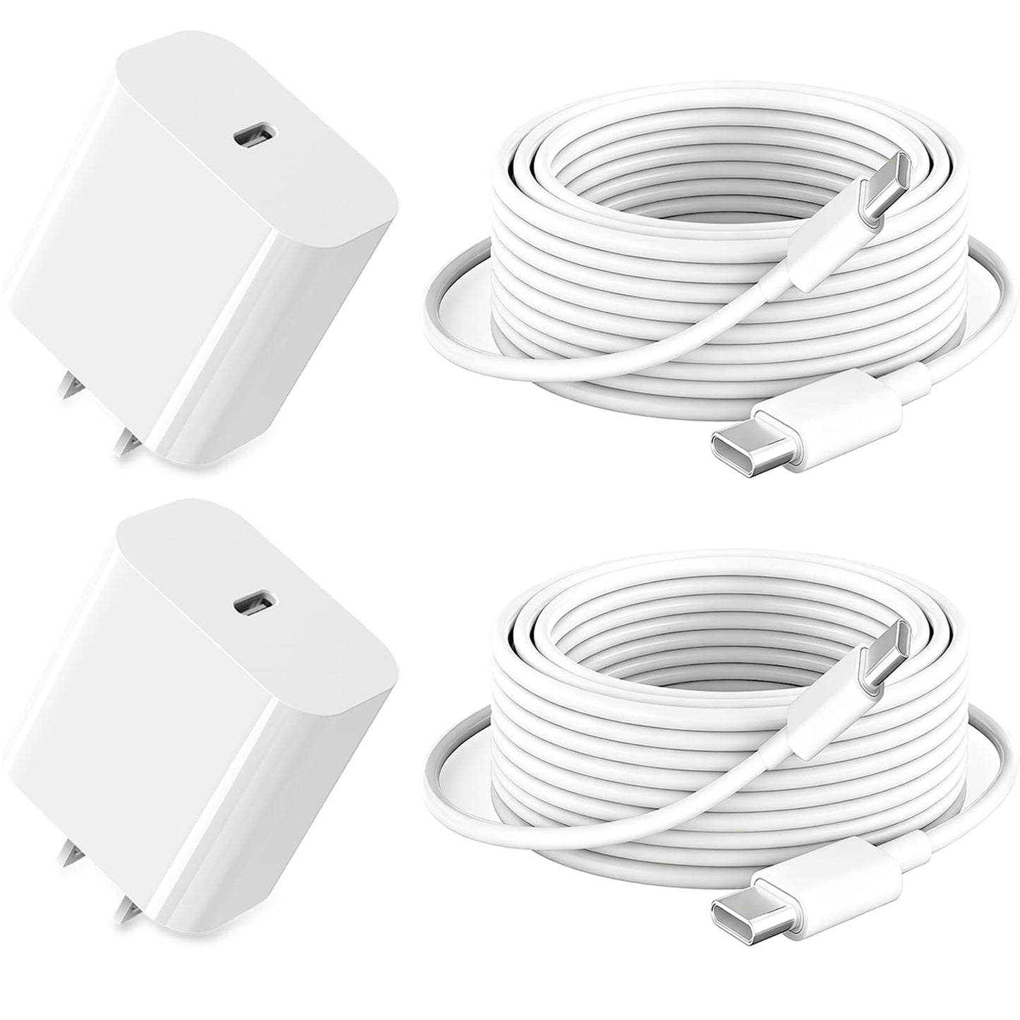 GKW 20W USB-C Charger Block with 10ft USB-C Cable 2-Pack GS-W20A0938