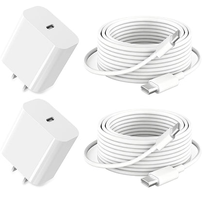 GKW 20W USB-C Charger Block with 10ft USB-C Cable 2-Pack GS-W20A0938