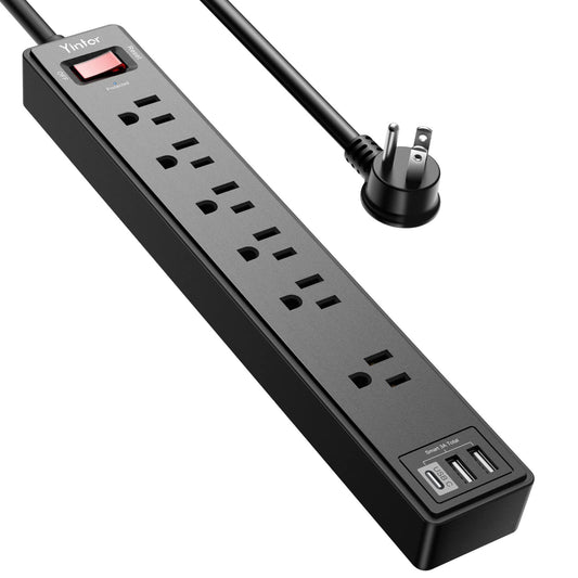 Yintar 11.59" x 1.89" Power Strip with 6 AC Outlets & 3 USB Ports, Model PW-919, 125 Volts