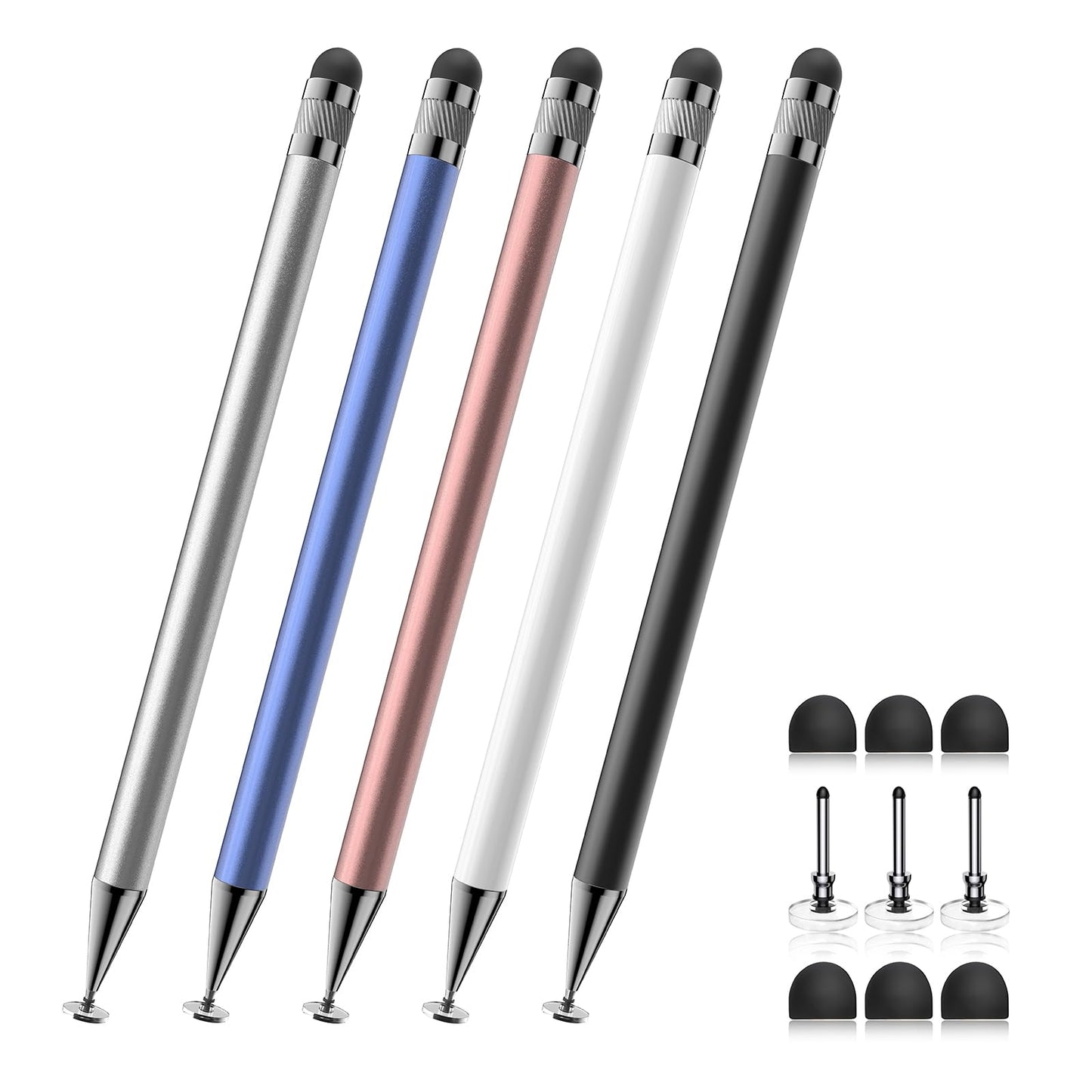 Bopomofo 5PCS Stylus AF-1 Touch Screen Pen, Black/White/Rose Gold/Blue/Silver