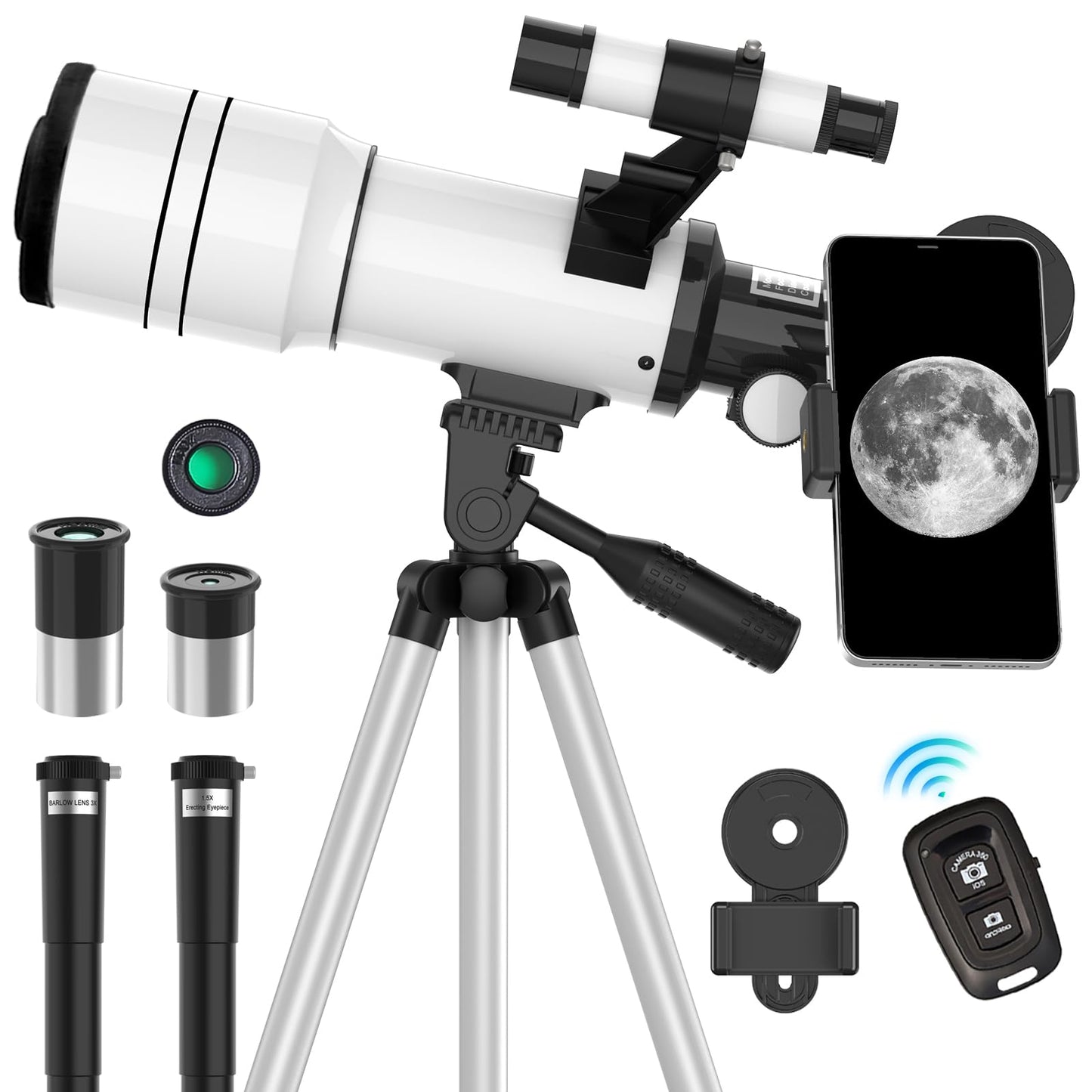 ToyerBee 70mm BY-001CA Fixed Focal Length 300mm Barlow Altazimuth Mount Telescope