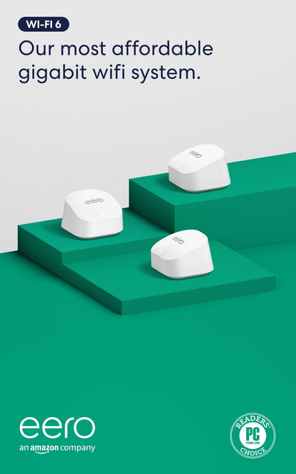 Amazon eero 6+ Mesh Wifi System Gigabit Speed Coverage 4500sqft 3-Pack