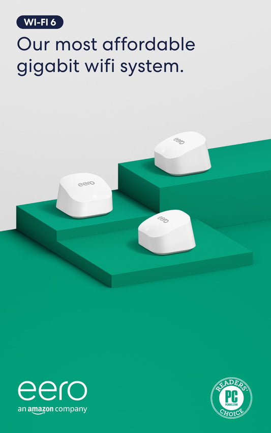 Amazon eero 6+ Mesh Wifi System Gigabit Speed Coverage 4500sqft 3-Pack