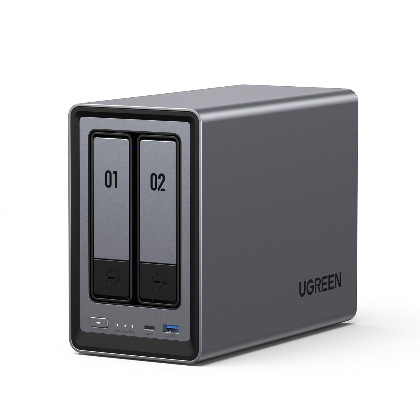 UGREEN 2-Bay NAS DXP2800 64TB Network Attached Storage, SATA, Dust Resistant, USB Connectivity, Desktop & Laptop Compatible