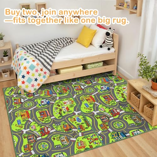 Arenarug 3'x5' Kids Play Rug Low Pile City Map Design Indoor Non-Slip Carpet